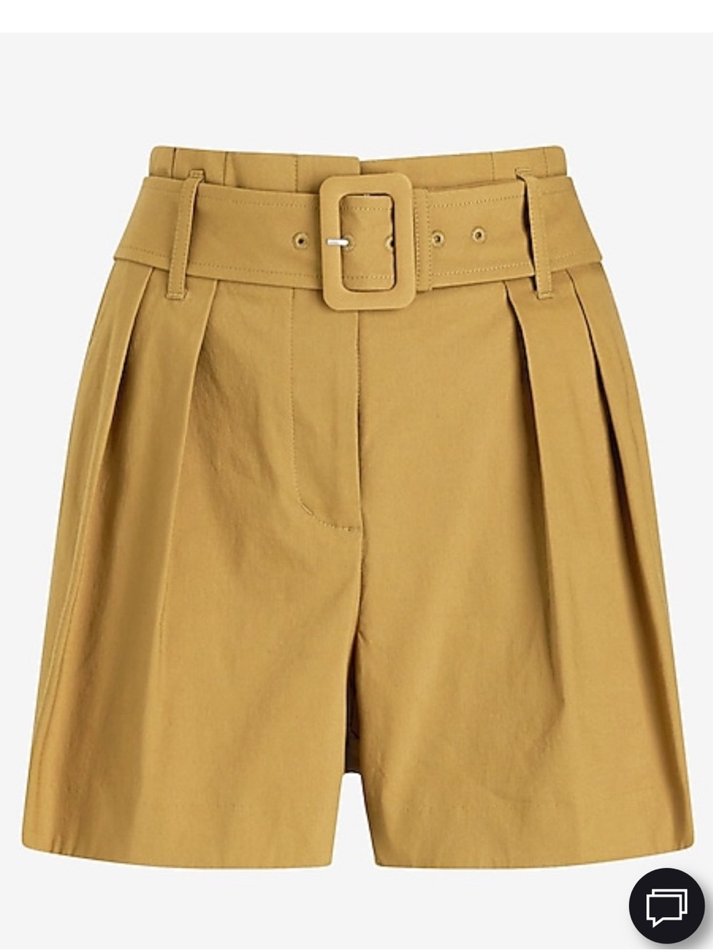 Express High-Rise Belted Pleated Shorts - Mustard
